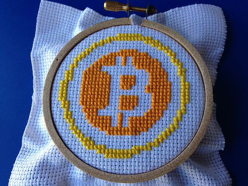 Bitcoin cross stitch Tags