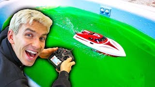 Rc boat vs slime!! Rc boat vs slime!!