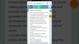 Ocow airdrop free 1000 tokens Ocow airdrop free 1000 tokens