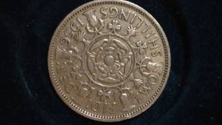 1956 united kingdom two shilling coin (mintage 48 million) 1956 united kingdom two shilling coin (mintage 48 million)