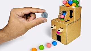 How to make gumball candy dispenser machine coin operated from cardboard diy at home How to make gumball candy dispenser machine coin operated from cardboard diy at home