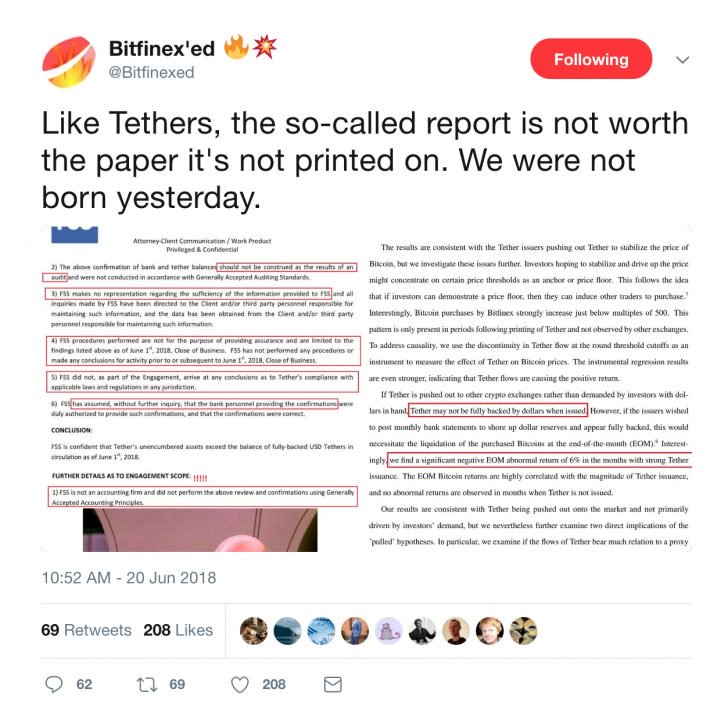 Crypto cries foul in wake of tether's dollar token report Crypto cries foul in wake of tether's dollar token report