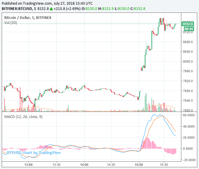 Newsflash: bitcoin price leaps to $8,215 as bulls fight off etf-induced slump Bitcoin price chart