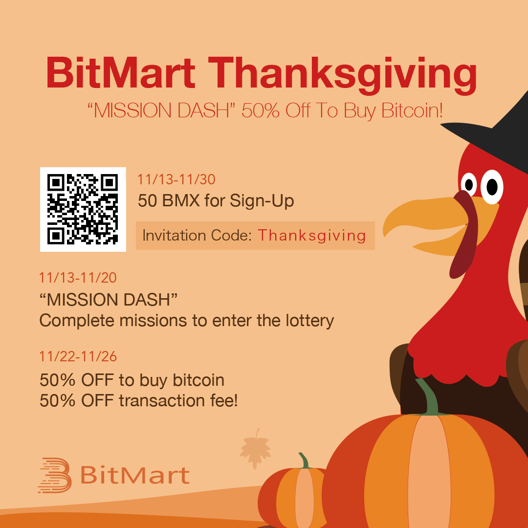 50% off to buy bitcoin! A special thanksgiving treat from bitmart 50% off to buy bitcoin! A special thanksgiving treat from bitmart