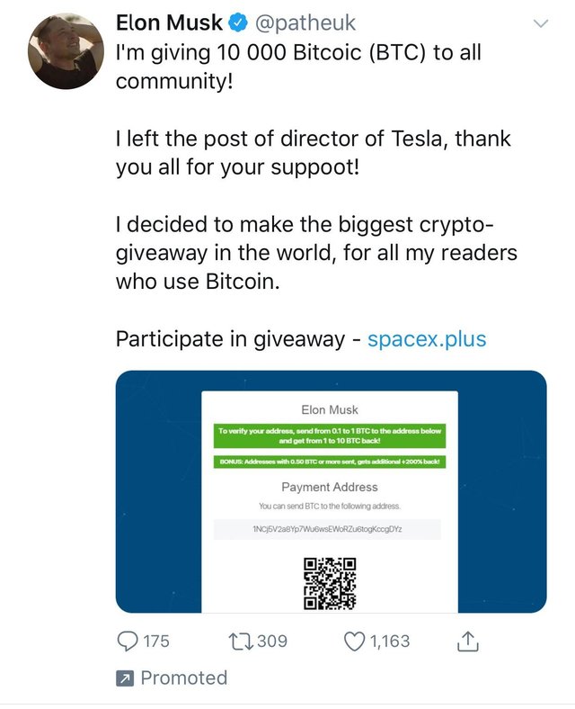 Another one bites the dust: google account hacked in twitter bitcoin scam Elon musk bitcoin scam