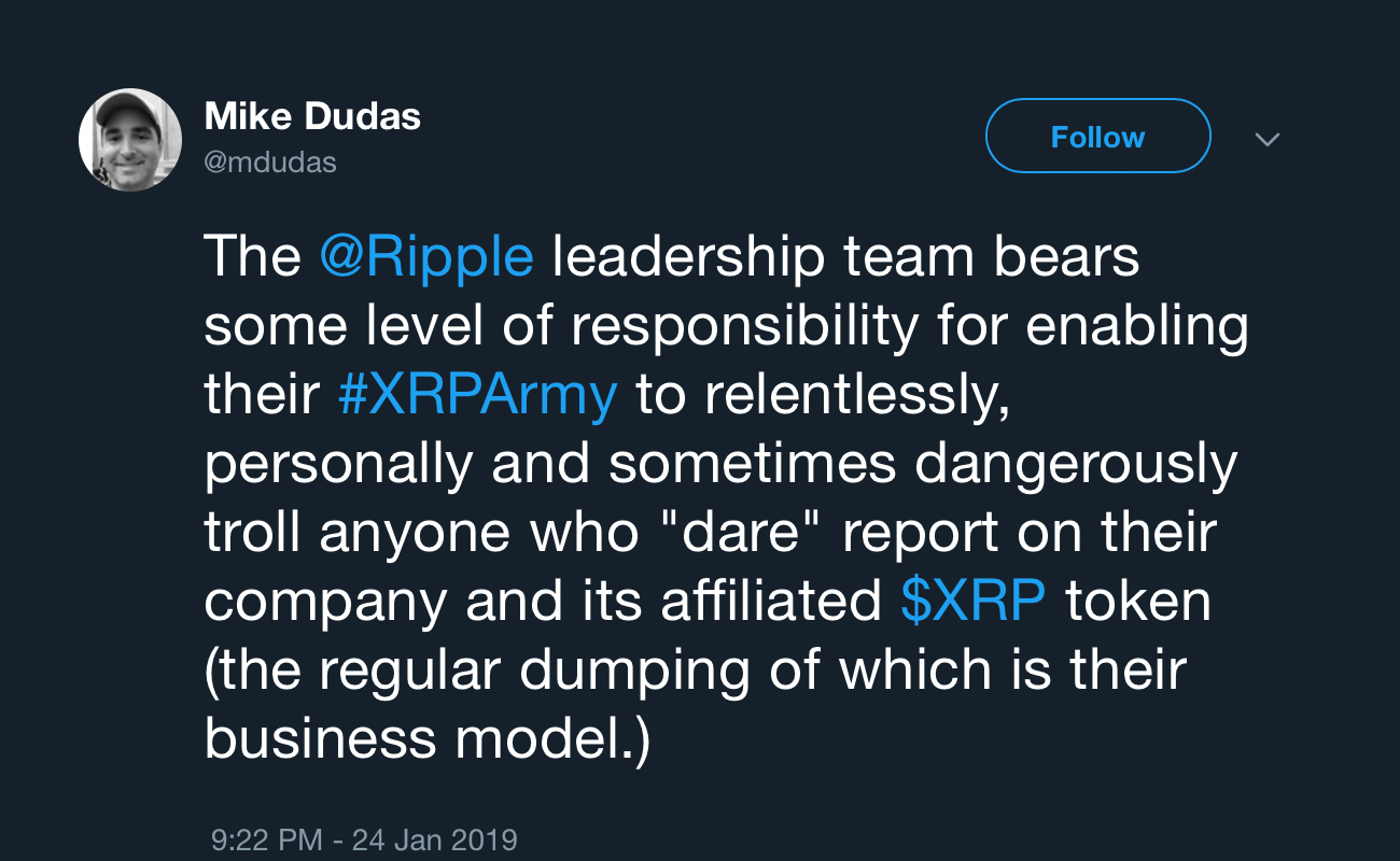 'xrp army' accused of harrassment after intense debate over the token's market cap 'xrp army' accused of harrassment after intense debate over the token's market cap