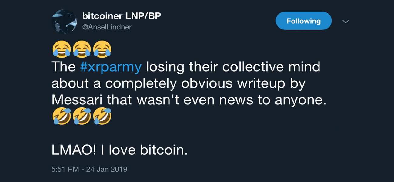 'xrp army' accused of harrassment after intense debate over the token's market cap 'xrp army' accused of harrassment after intense debate over the token's market cap