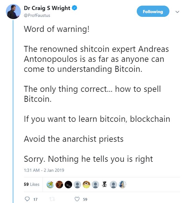 Echo chamber: craig wright takes twitter account private to avoid dissidents Craig wright andreas antonopoulos twitter