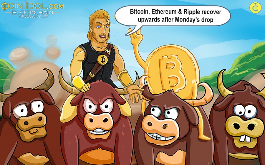 Bitcoin, ethereum & ripple recover upwards after monday’s drop Bitcoin, ethereum & ripple recover upwards after monday’s drop