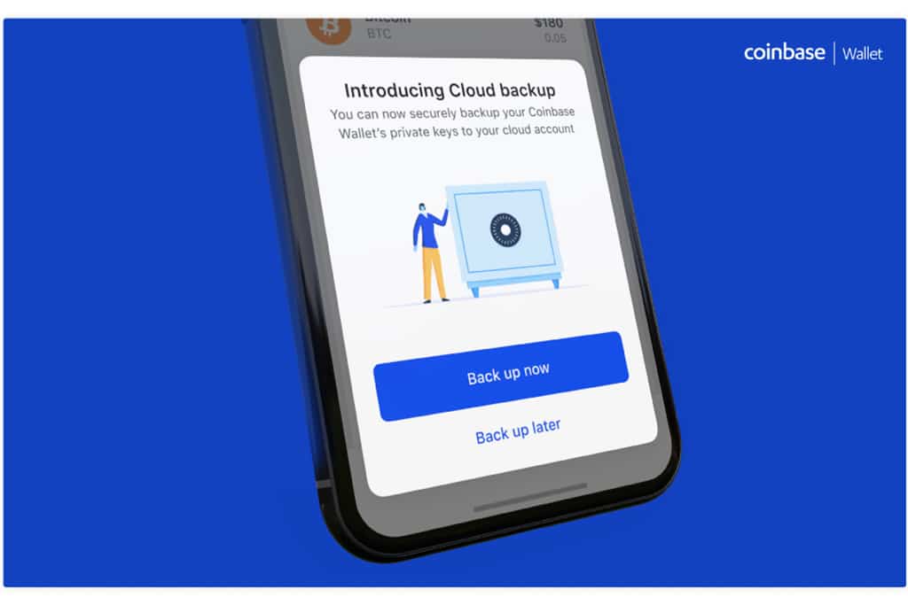 Coinbase wallet now offers its users google drive or icloud for enhanced key storage security Photo: the coinbase blog