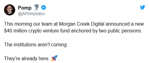 Us pension funds to support $40m bitcoin venture fund, says morgan creek digital ceo | Us pension funds to support $40m bitcoin venture fund, says morgan creek digital ceo |