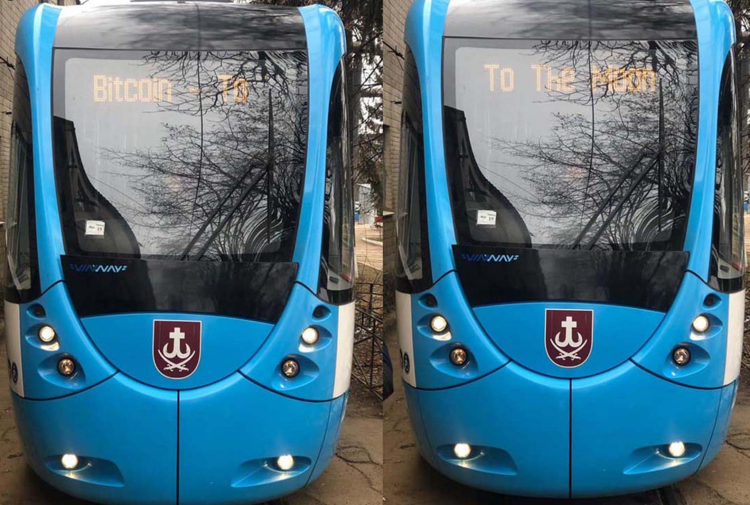 ‘bitcoin to the moon’ signs appear on ukrainian tram ‘bitcoin to the moon’ signs appear on ukrainian tram