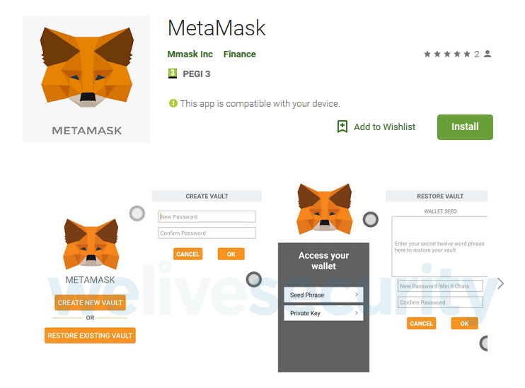 Fake metamask app on google play store hosted crypto malware Fake metamask app on google play store hosted crypto malware