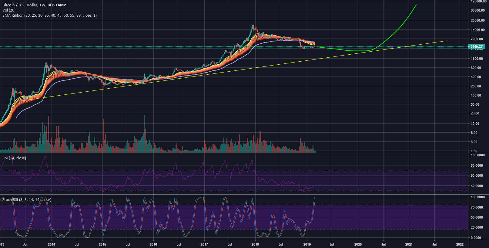Bitcoin long term projection on the log scale trendline Bitcoin long term projection on the log scale trendline