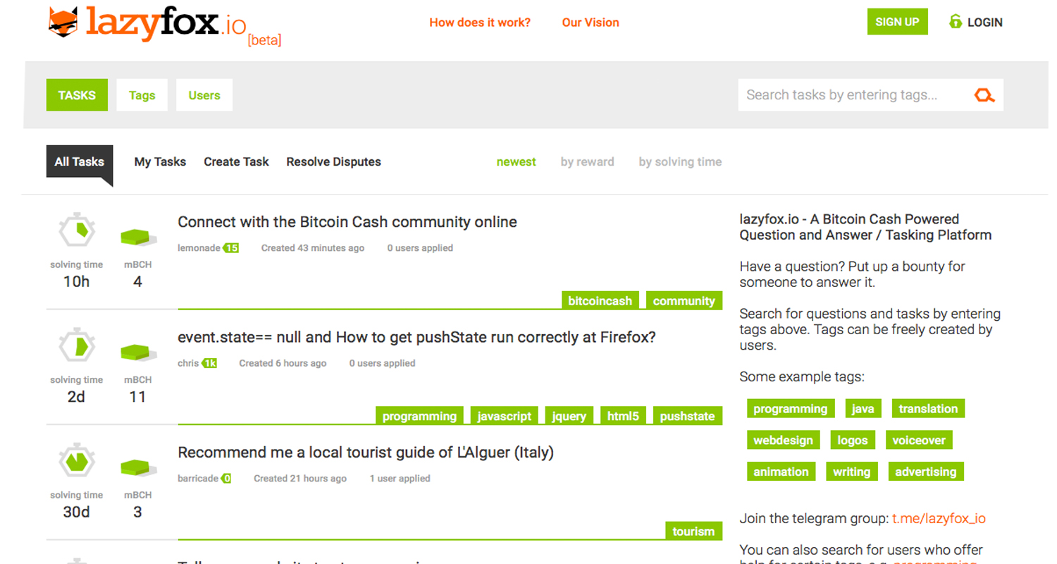 New tasking platform lazyfox. Io rewards users with bitcoin cash New tasking platform lazyfox. Io rewards users with bitcoin cash