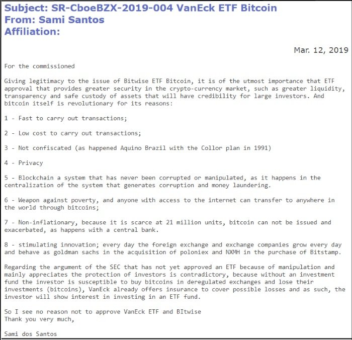 Bitcoin etf: sec receives 84% negative feedback on application Bitcoin etf sec comment letter