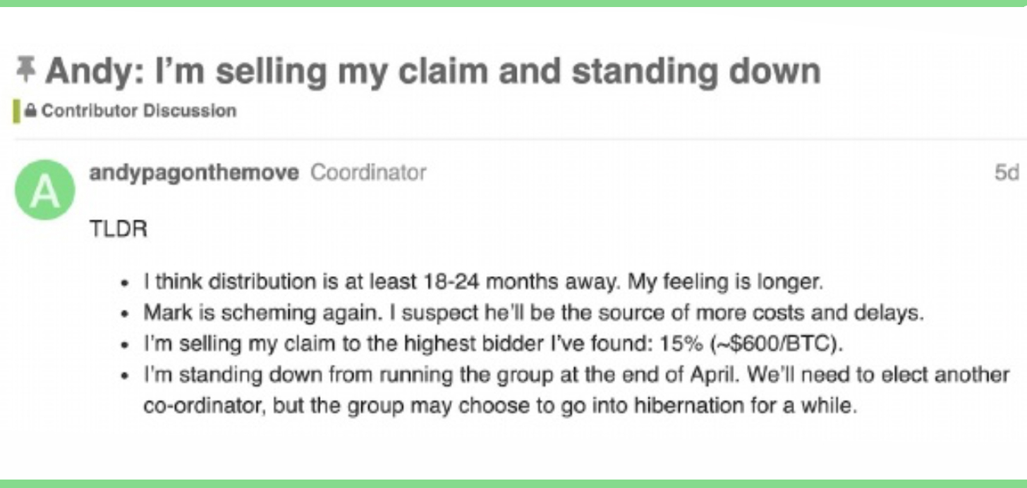 Founder of mt. Gox creditors group resigns, says settlement could take years Founder of mt. Gox creditors group resigns, says settlement could take years