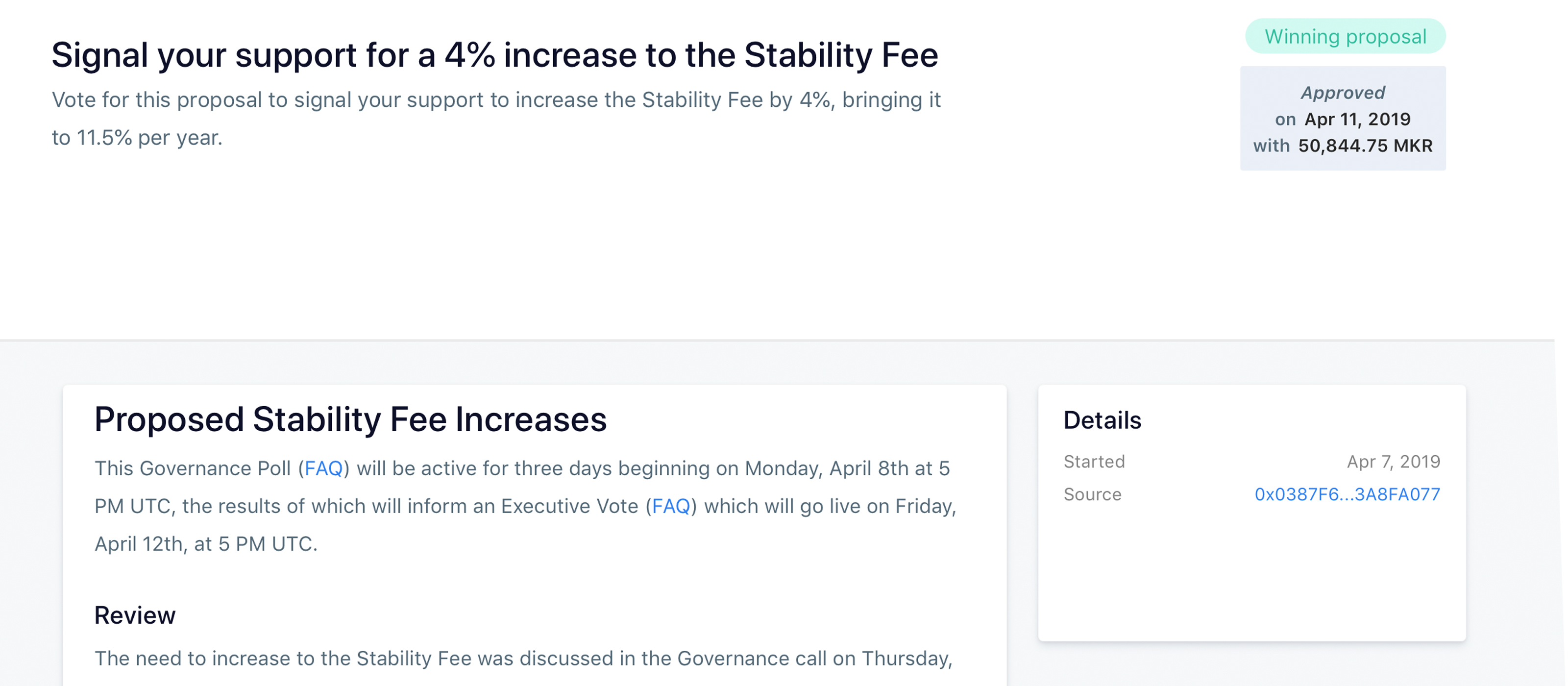 Maker community votes to raise stability fee as dai struggles to hold $1 peg Maker community votes to raise stability fee as dai struggles to hold $1 peg