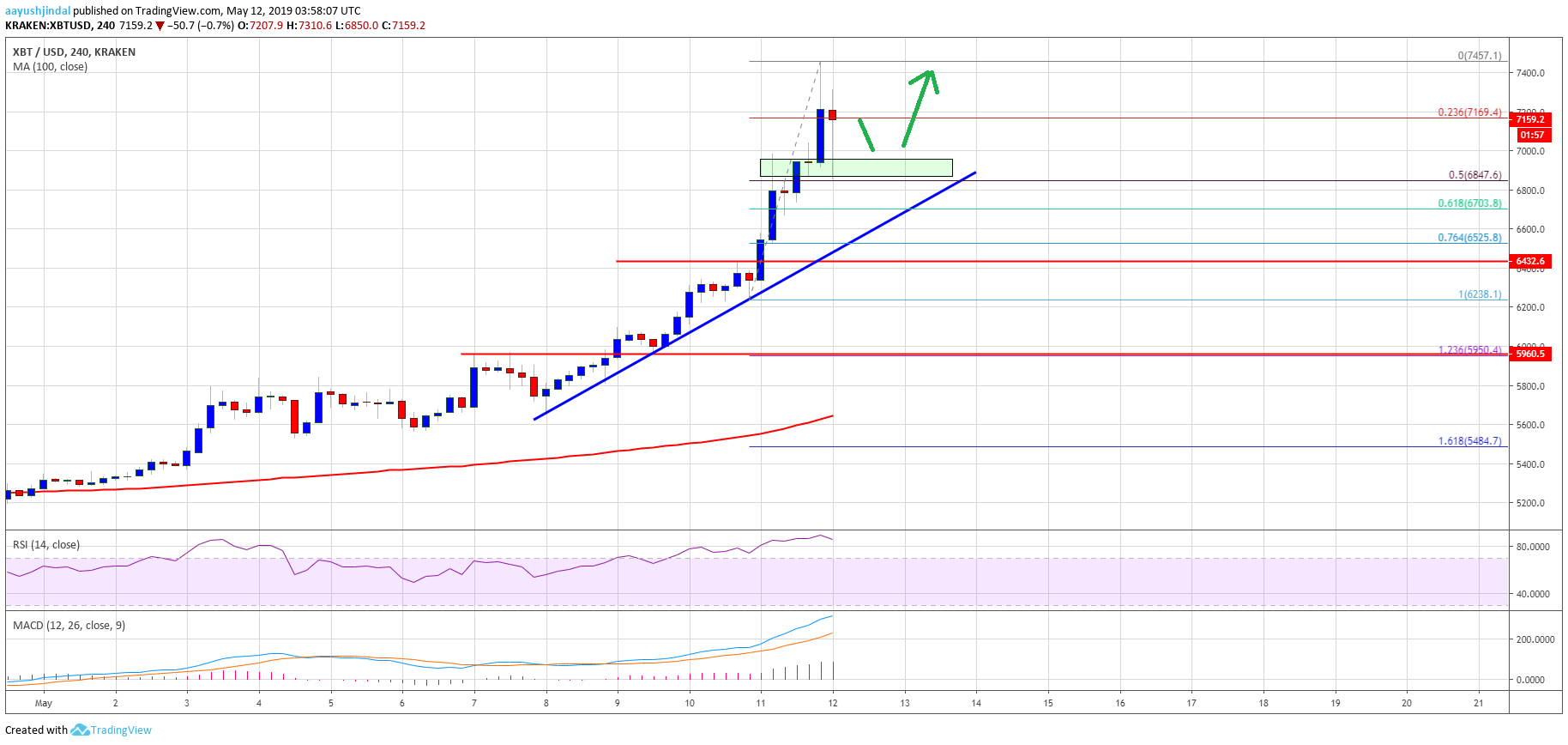 Bitcoin (btc) price springs up: bulls now target $8,000 Bitcoin price weekly analysis btc chart