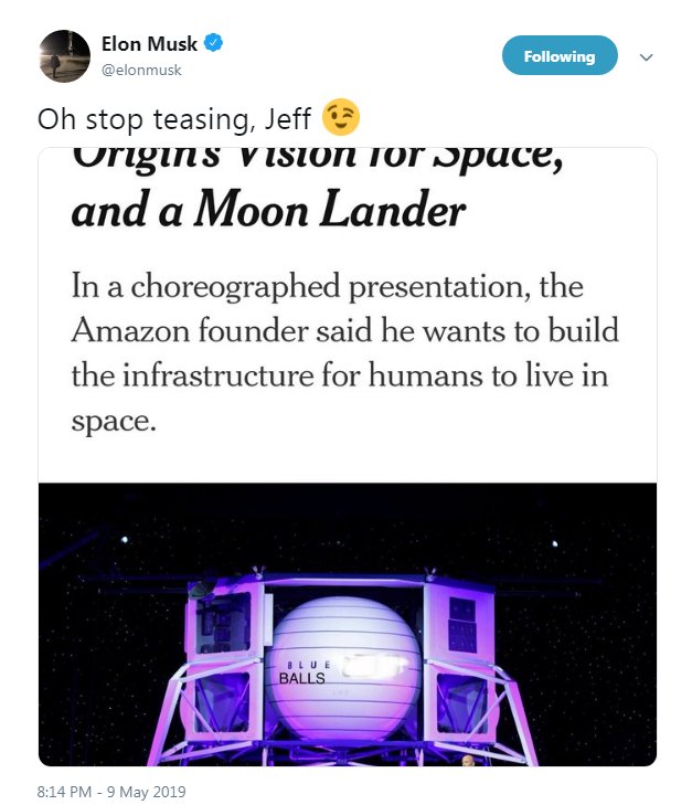 Musk vandalizes sex scandal space bro bezos’ mooncraft ‘blue balls’ Musk vandalizes sex scandal space bro bezos’ mooncraft ‘blue balls’