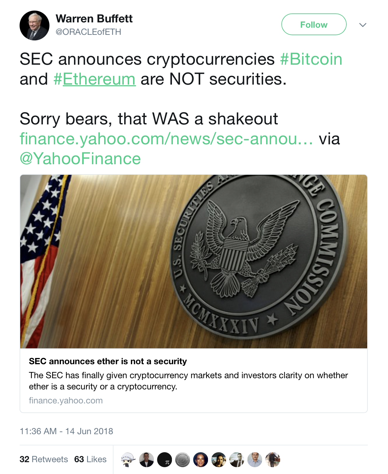 What crypto thinks about the sec saying ether isn't a security What crypto thinks about the sec saying ether isn't a security