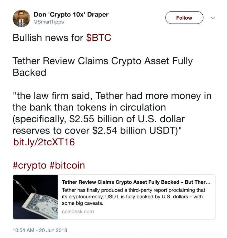 Crypto cries foul in wake of tether's dollar token report Crypto cries foul in wake of tether's dollar token report