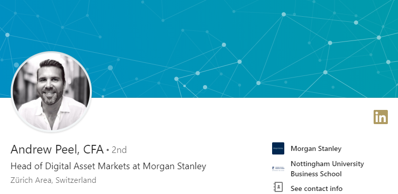 Morgan stanley poaches credit suisse ‘bitcoin expert’ to head crypto division Andrew peel morgan stanley bitcoin