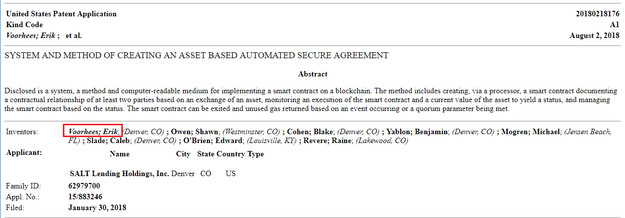 $50 million ico lands crypto lender salt in hot water with sec: wsj Erik voorhees salt lending crypto patent