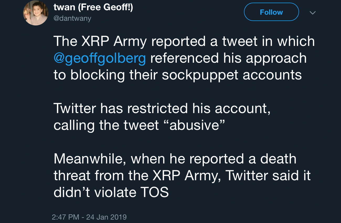 'xrp army' accused of harrassment after intense debate over the token's market cap 'xrp army' accused of harrassment after intense debate over the token's market cap