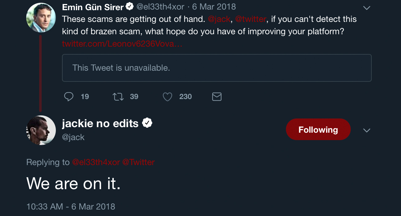 Crypto luminary impersonation scammers on social media raked in millions in 2018 Crypto luminary impersonation scammers on social media raked in millions in 2018