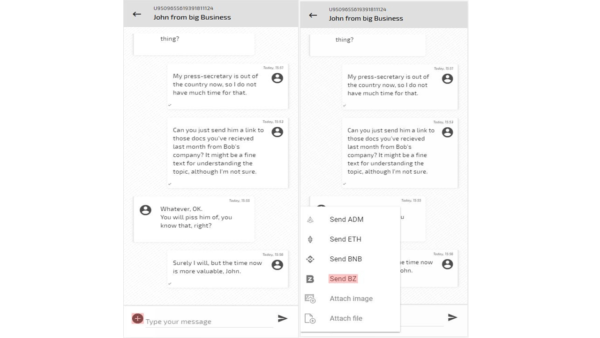 The next big update in blockchain messenger: just transfer bz tokens right in chat Adamant