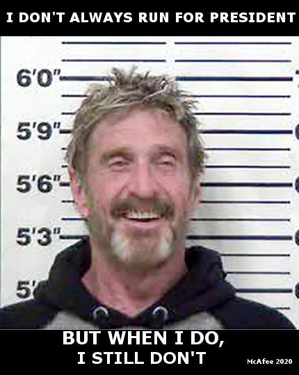 Mcafee hunted by the irs but will still run for president ‘in exile’ Mcafee hunted by the irs but will still run for president ‘in exile’