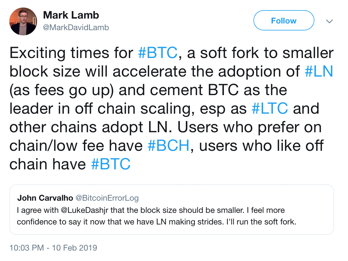 Core developer's 300kb block proposal bolstered in bid to push lightning adoption Core developer's 300kb block proposal bolstered in bid to push lightning adoption