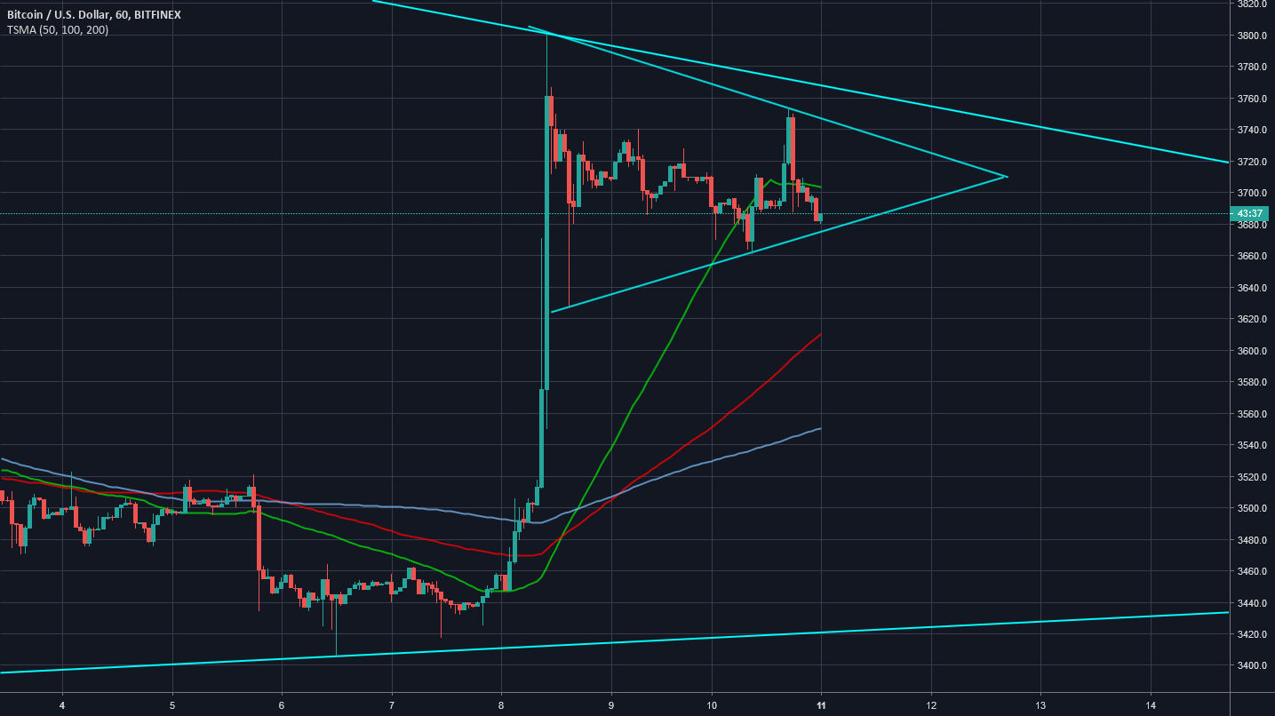 Bitcoin prints bullish equilateral triangle on hourly (btcusd) Bitcoin prints bullish equilateral triangle on hourly (btcusd)