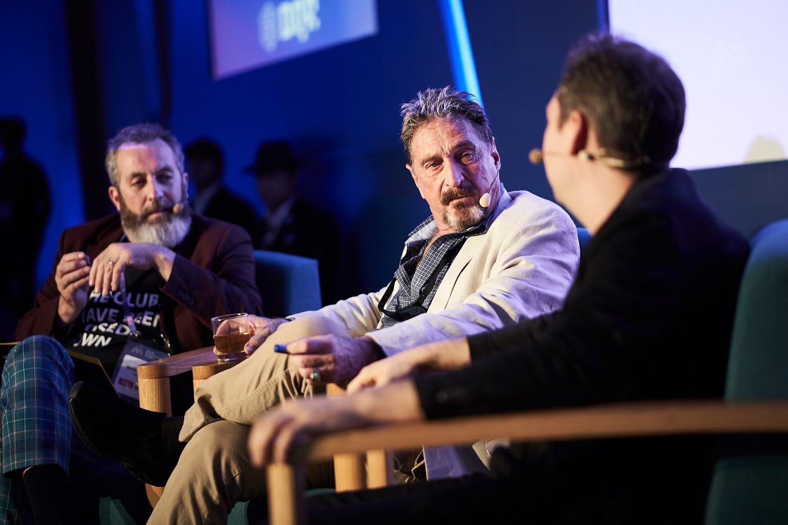 Malta ai and blockchain summit John mcafee speaking on a panel