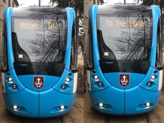 Tram-sign_1600-768x576. Jpg ‘bitcoin to the moon’ signs appear on ukrainian tram