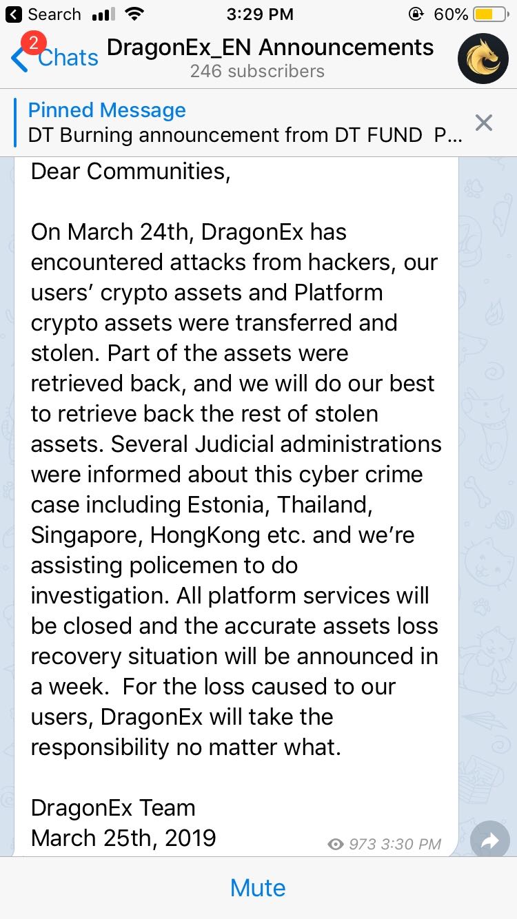 Singapore-based crypto exchange dragonex has been hacked Singapore-based crypto exchange dragonex has been hacked
