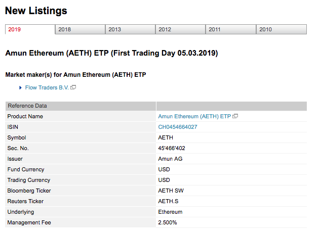 Six swiss exchange launches ethereum-based exchange-traded product Six swiss exchange launches ethereum-based exchange-traded product