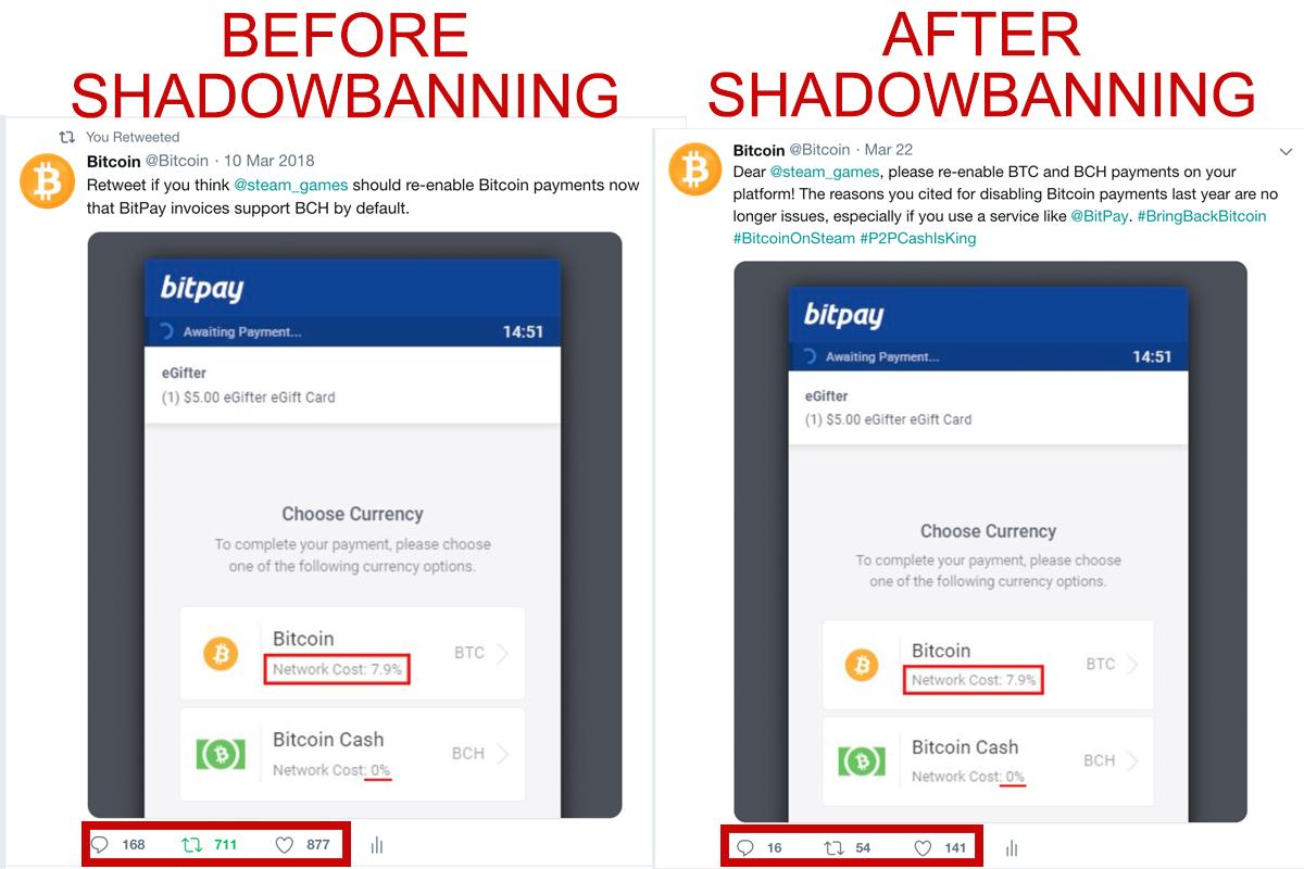 Bitcoin account accuses twitter of shadow banning to restrict its reach Bitcoin account accuses twitter of shadow banning to restrict its reach