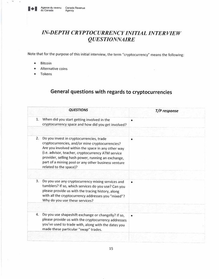 Canada tax agency poses probing questions to cryptocurrency owners Canada tax agency poses probing questions to cryptocurrency owners