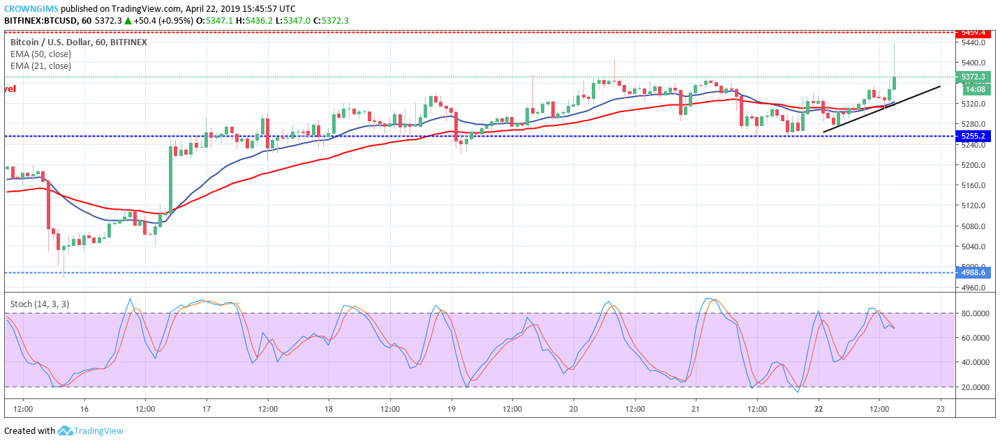 Bitcoin price analysis: btc/usd may break out at $5,459 Bitcoin price analysis: btc/usd may break out at $5,459