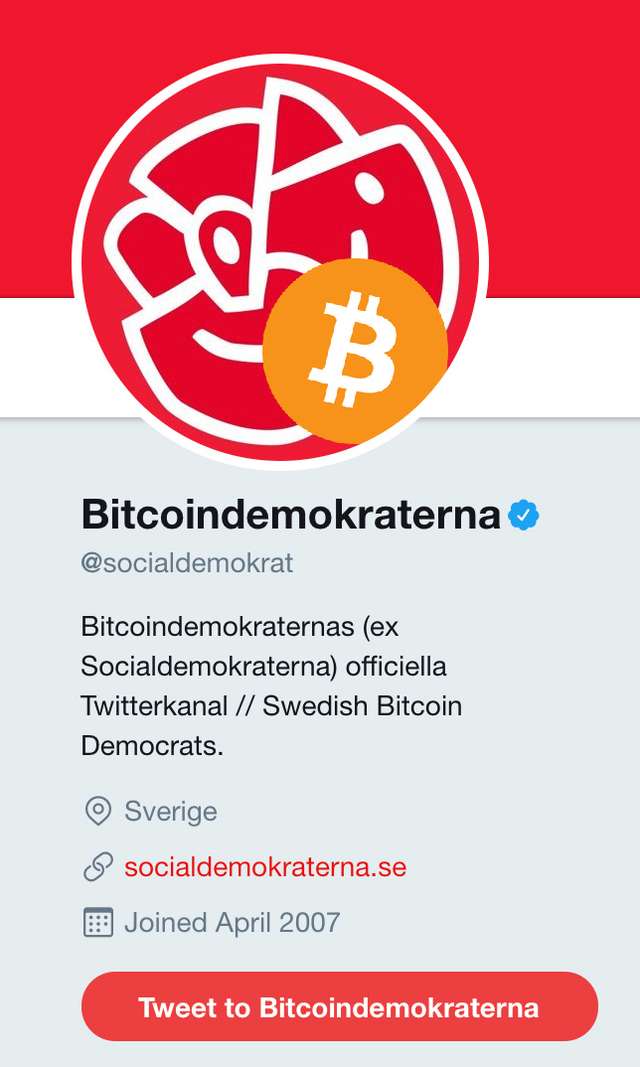 Hackers hijack twitter of sweden’s ruling political party for some bitcoin mischief Bitcoin logo