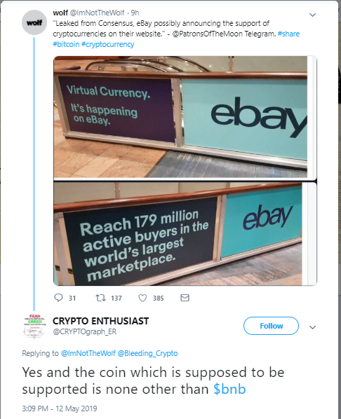 Ebay to start accepting crypto? Community stirred by unconfirmed twitter rumours Ebay to start accepting crypto? Community stirred by unconfirmed twitter rumours