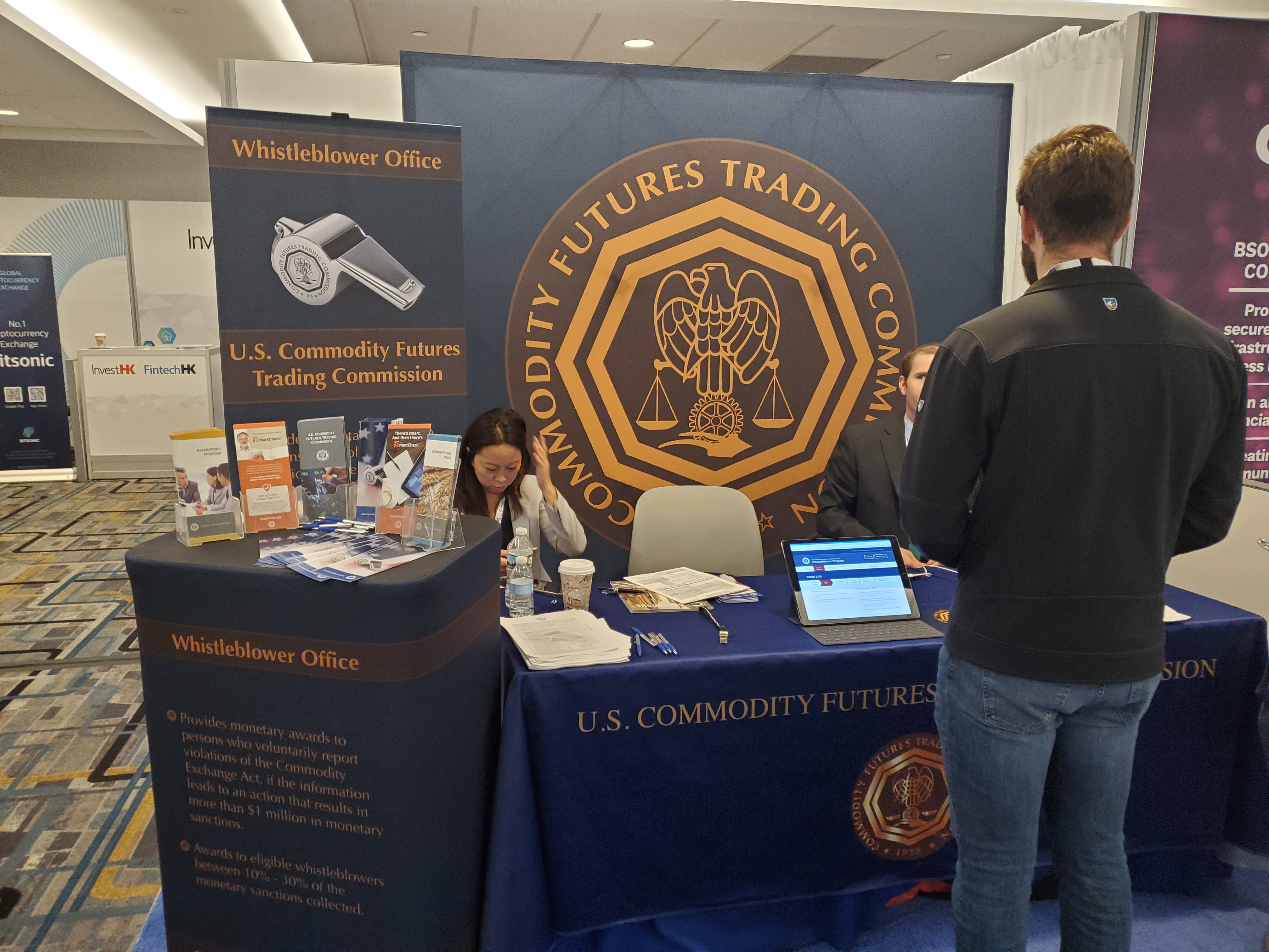 Smell something fishy? The cftc will pay you to report crypto scams Cftc booth at consensus 2019
