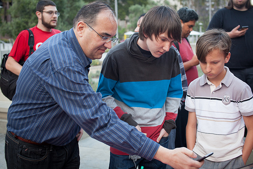Steve trading with visitors from out of town Tags