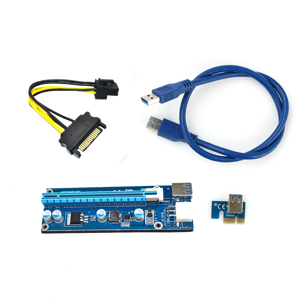 60cm usb3. 0 pcie pci-e express 1x to 16x extender pcie riser card adapter with sata 15pin to 6pin power cable for mining <font><b>bitcoin</b></font>