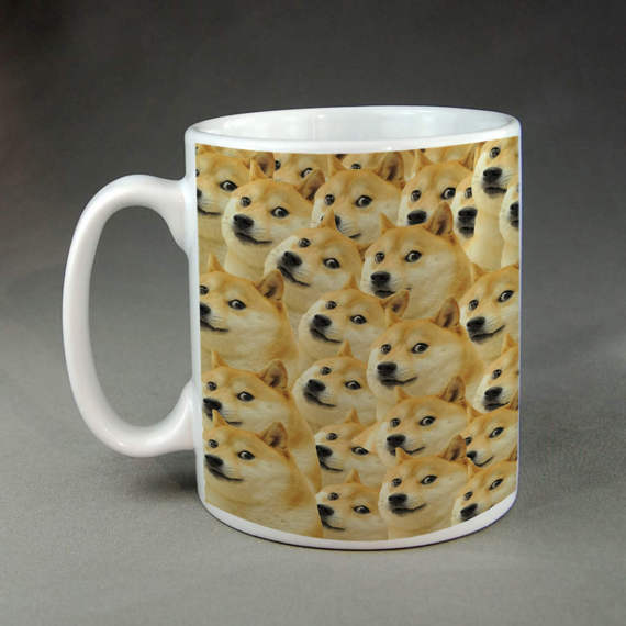 Doge dogecoin parodt bitcoin cryptocoin themed shiba shibe such coffee mug funny parody mug meme