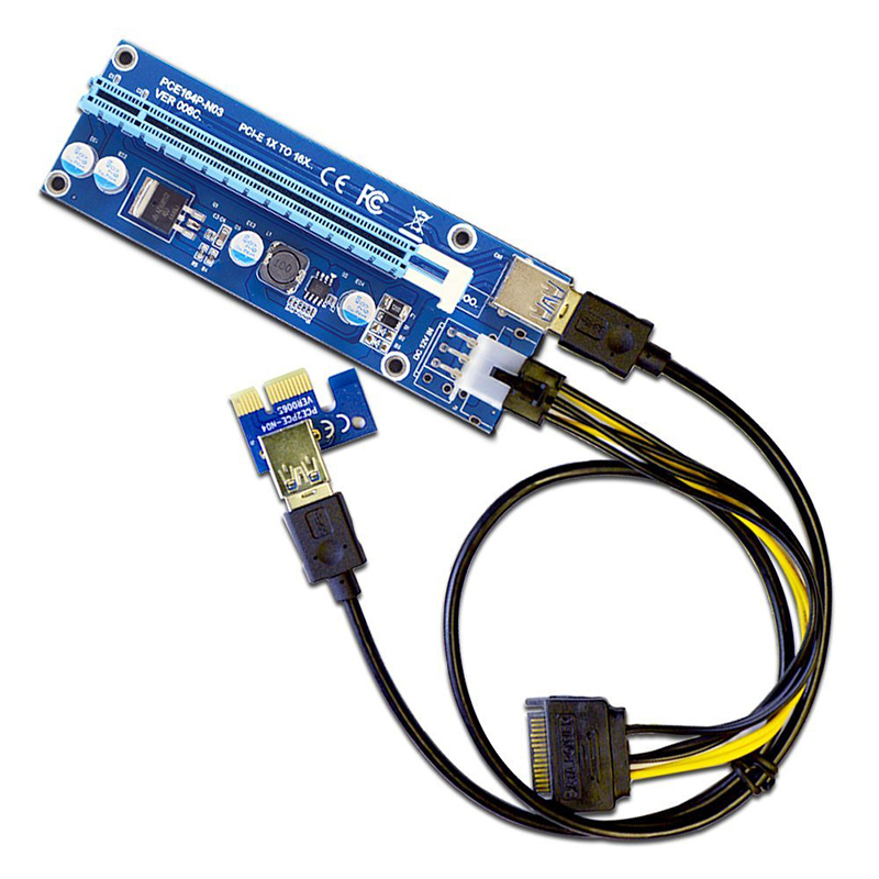 Pci express pci-e 1x to 16x mining riser card cable usb 3. 0 <b>bitcoin</b> miner machine x16 to pci e adapter power supply by 4pin 6pin