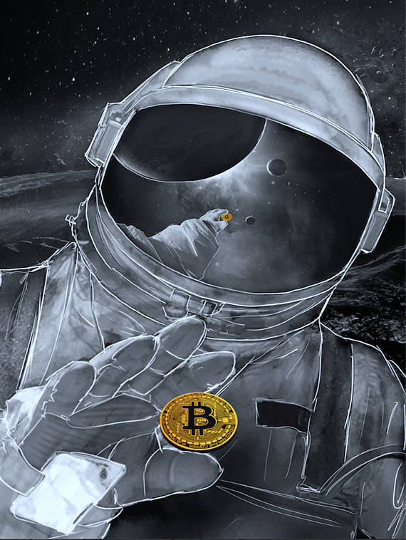 Bitcoin astronaut beyond the moon cryptocurrency poster artwork bitcoin poster limited to 50