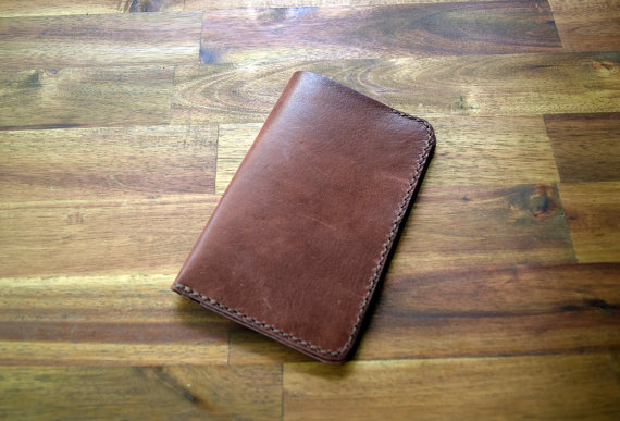 Kangaroo leather field notes cover - brandy colour. Mens gift. Birthday gift. Groomsman gift. Bitcoin accepted.